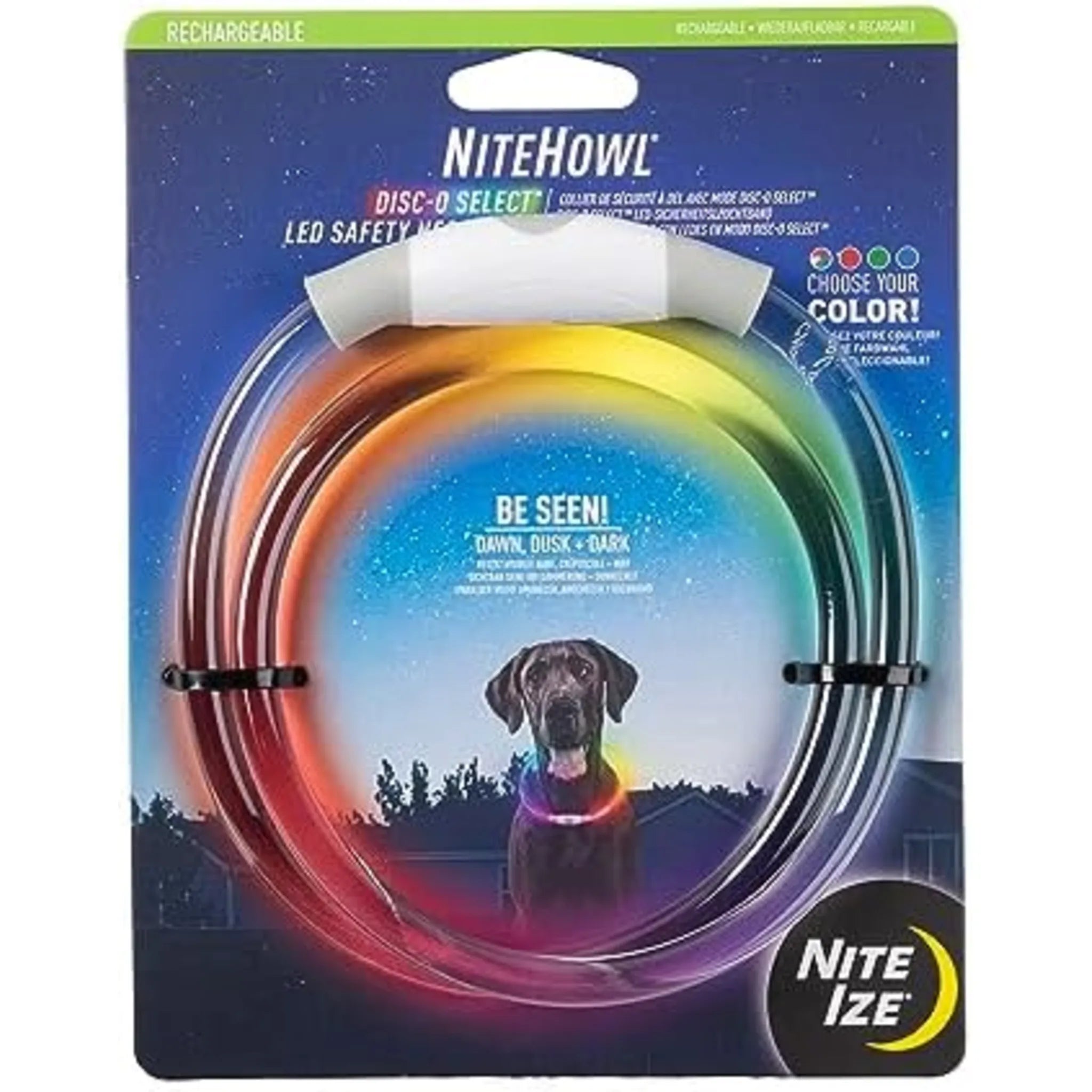 Nitehowl Rechargeable LED Safety Necklace Multi Colour