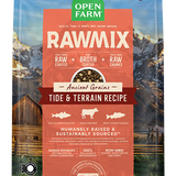 Front view of a bag of Open Farm Rawmix Ancient Grains Tide & Terrain formula. 3.5 lbs. 