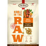 A 1.5 lbs bag of Kibble in the Raw beef recipe from Primal Pet Foods. 