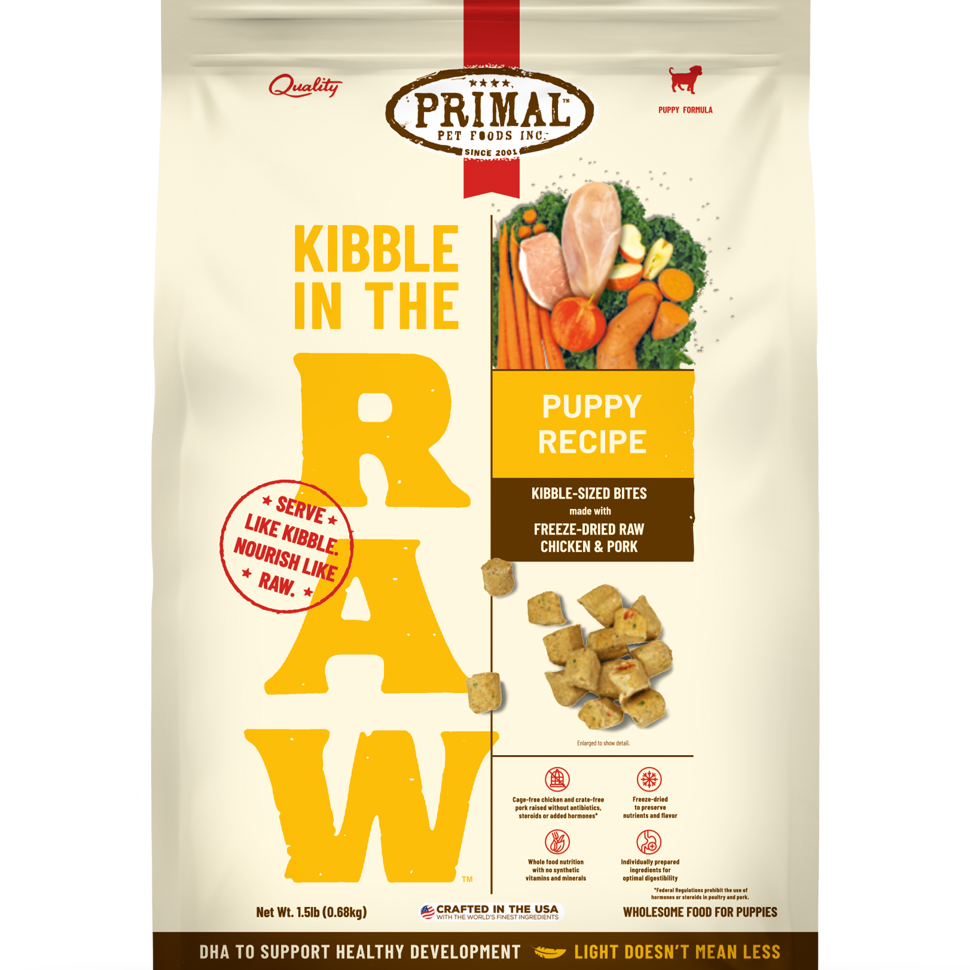 Primal Kibble in the Raw Puppy Bag