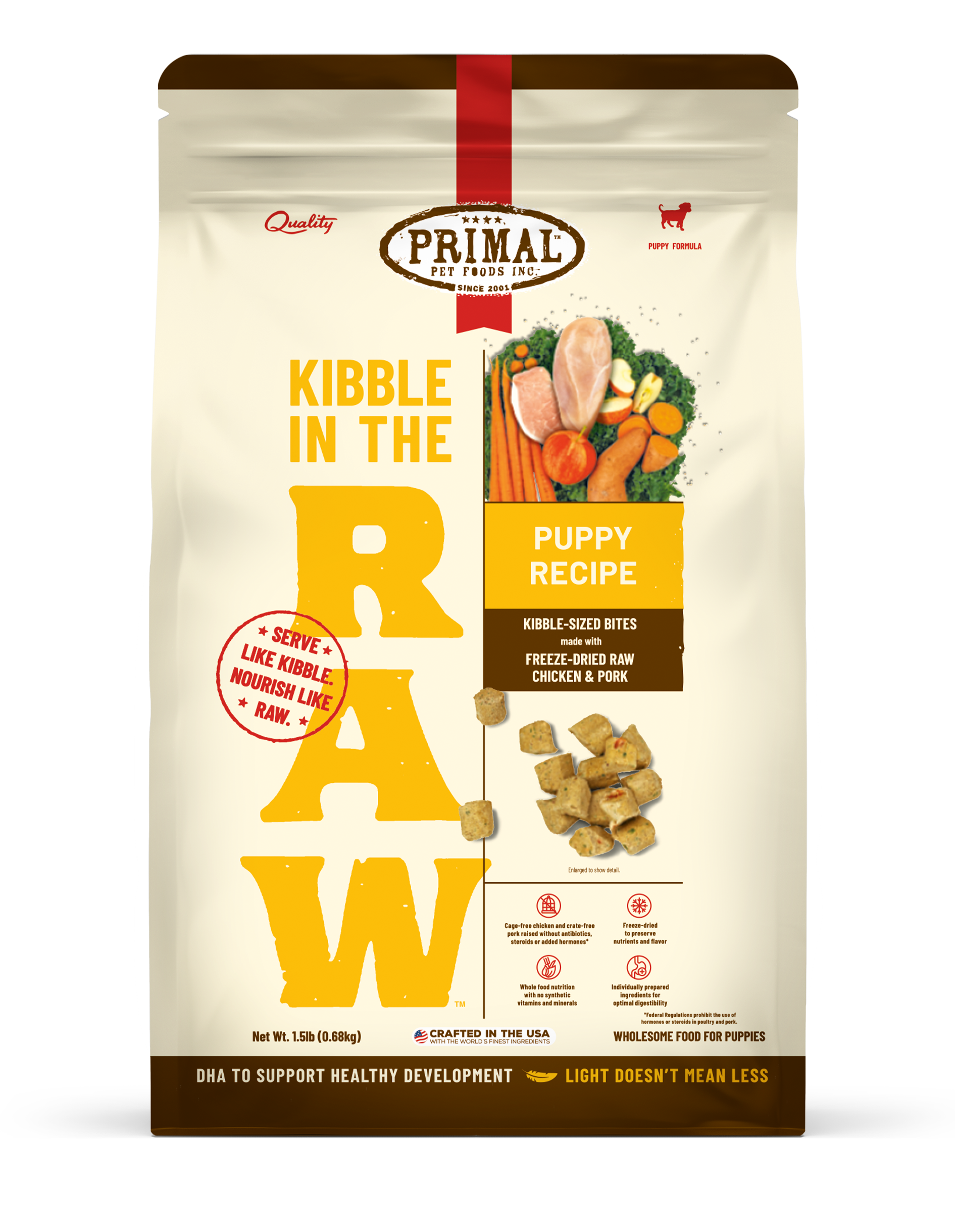 Primal Kibble in the Raw Puppy Bag