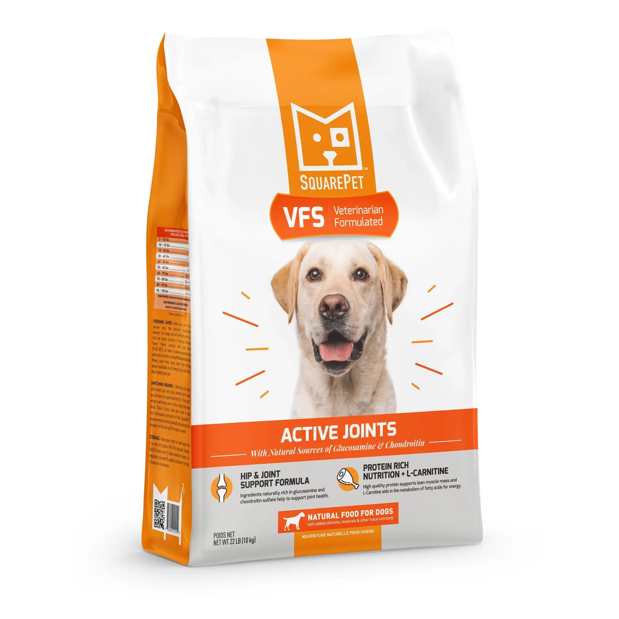 A bag of SquarePet Active Joints Vet Formulated Dog Food. 