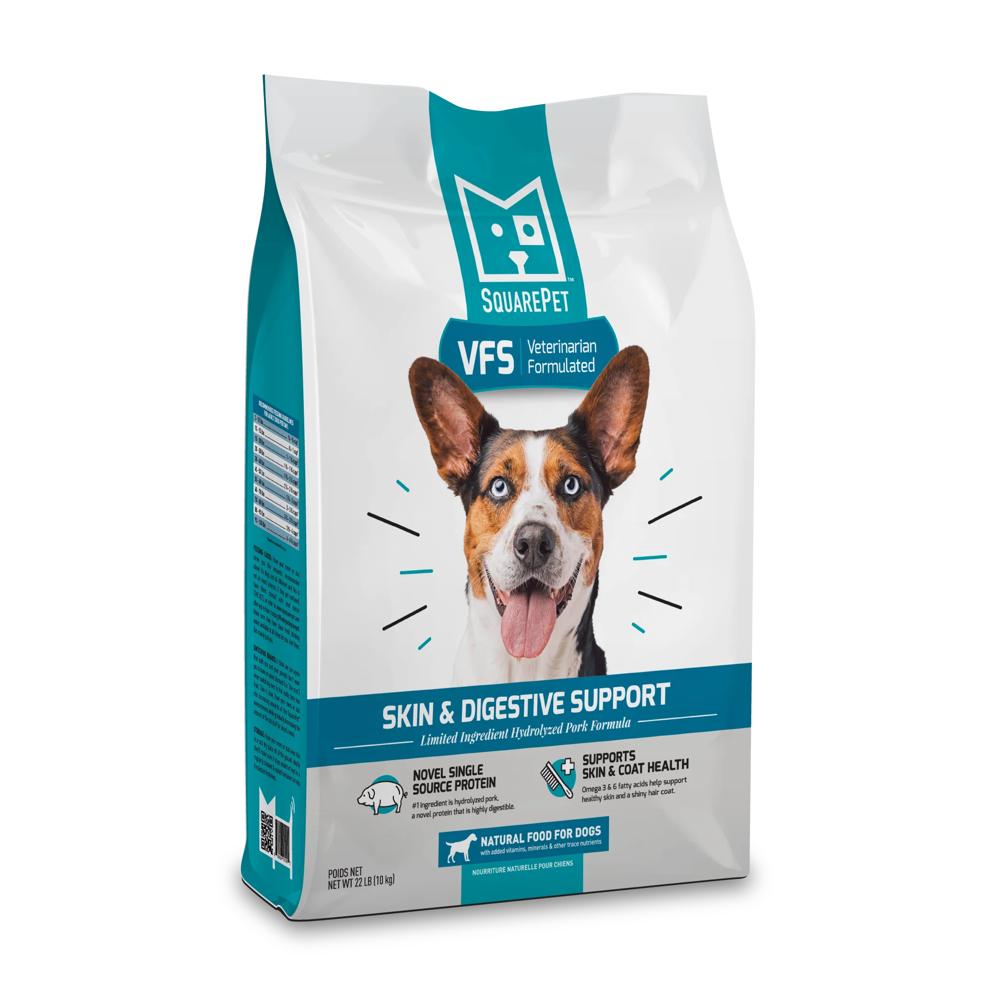 A bag of SquarePet Veterinarian Formulated Skin & Digestive Support Dog Food